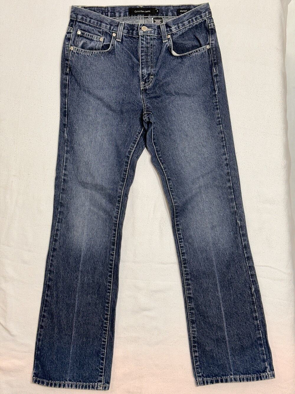 Calvin Klein Jeans Women's Rhinestone Blue Bootcut Mid-Rise Denim Jeans Size 8